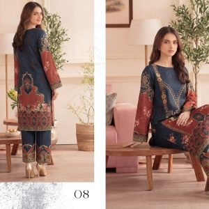 Premium Printed Unstitched 2PC Lawn Suit – Design 8