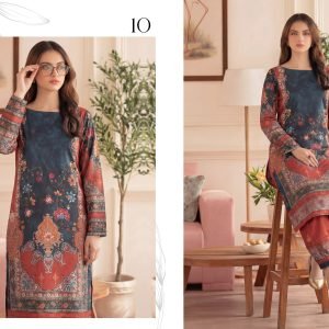 Premium Printed Unstitched 2PC Lawn Suit – Design 10