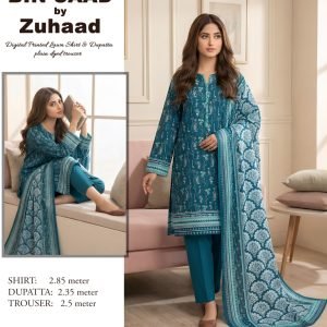 Bin Saad – Premium Unstitched 3PC Lawn Suit Design 19