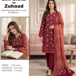 Bin Saad – Premium Unstitched 3PC Lawn Suit Design 12