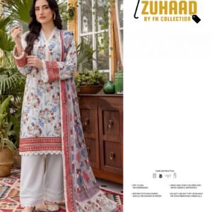 Bin Saad Vol 3 3 Piece Lawn Suit – Printed Shirt & Voil Dupatta (Design 8)