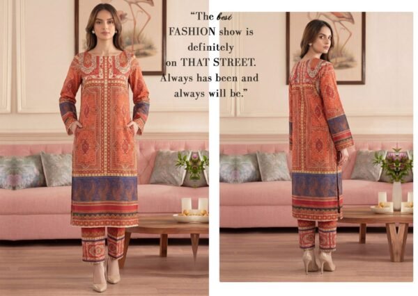 Premium Printed Unstitched 2PC Lawn Suit – Design 3