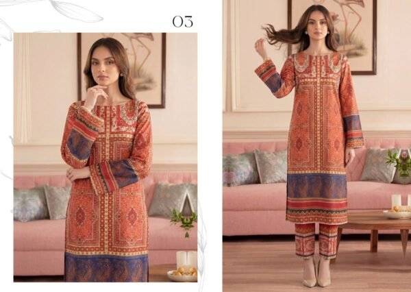 Premium Printed Unstitched 2PC Lawn Suit – Design 3