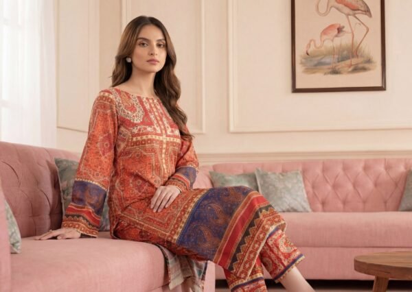 Premium Printed Unstitched 2PC Lawn Suit – Design 3