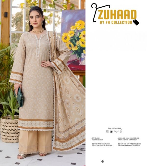 BINSAA1.jpg Bin Saad Vol 3 Lawn Suit – Premium Printed Shirt with Voil Dupatta & Dyed Trouser (Design 1)