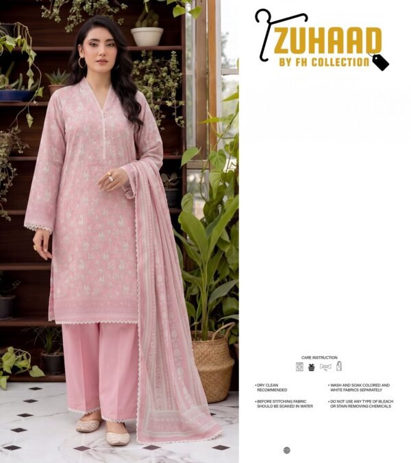 Bin Saad Vol 3 Premium Lawn Suit – Printed Shirt with Dyed Trouser (Design 10)