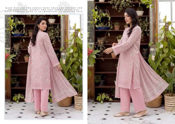 Bin Saad Vol 3 Premium Lawn Suit – Printed Shirt with Dyed Trouser (Design 10)