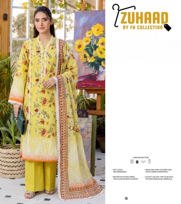 Bin Saad Lawn Collection Vol 3 – Printed Lawn Suit with Voil Dupatta (Design 3)