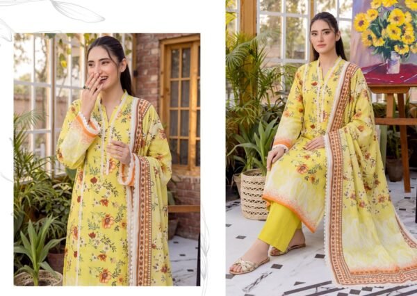 Bin Saad Lawn Collection Vol 3 – Printed Lawn Suit with Voil Dupatta (Design 3)