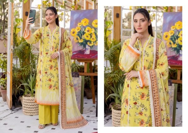Bin Saad Lawn Collection Vol 3 – Printed Lawn Suit with Voil Dupatta (Design 3)