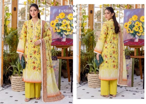 Bin Saad Lawn Collection Vol 3 – Printed Lawn Suit with Voil Dupatta (Design 3)