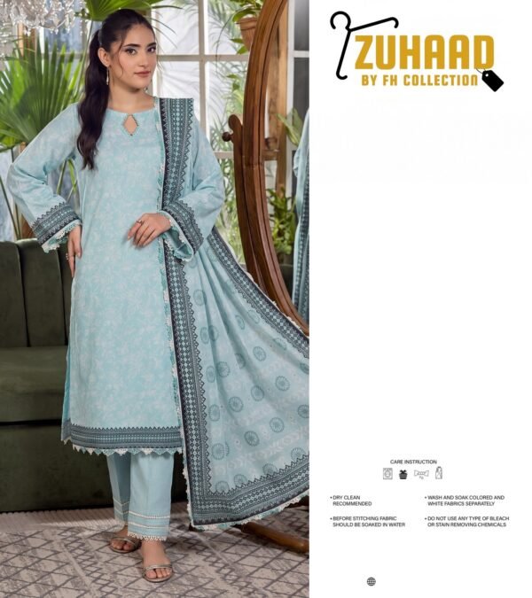 Bin Saad Designer Lawn Suit Vol 3 – 3PC Printed Dress with Dupatta (Design 5)