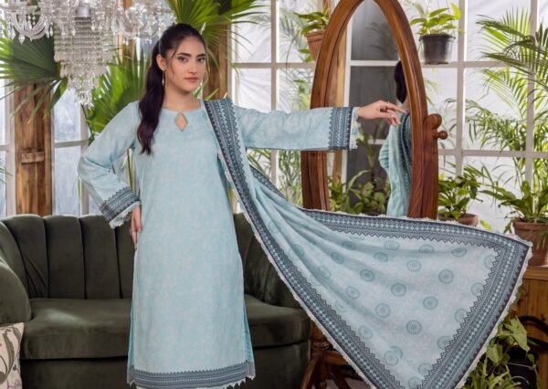 Bin Saad Designer Lawn Suit Vol 3 – 3PC Printed Dress with Dupatta (Design 5)
