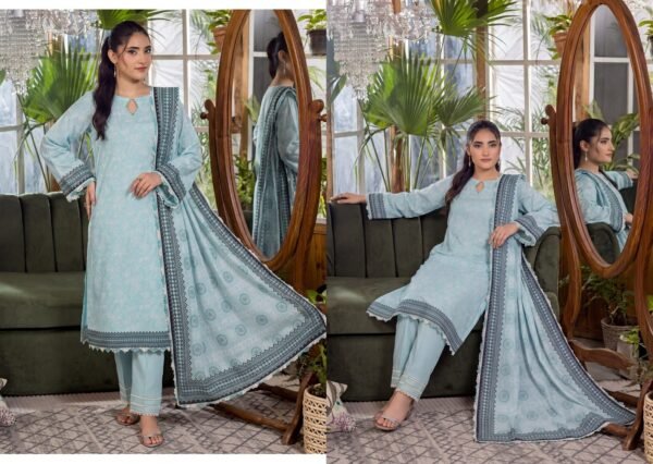 Bin Saad Designer Lawn Suit Vol 3 – 3PC Printed Dress with Dupatta (Design 5)