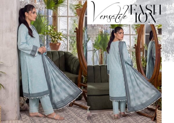 Bin Saad Designer Lawn Suit Vol 3 – 3PC Printed Dress with Dupatta (Design 5)