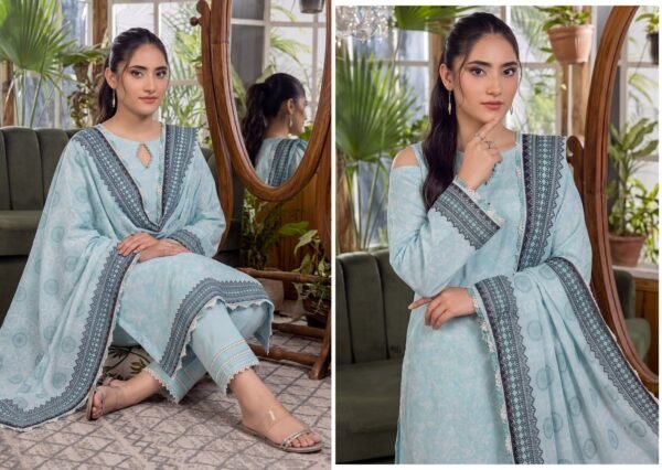 Bin Saad Designer Lawn Suit Vol 3 – 3PC Printed Dress with Dupatta (Design 5)