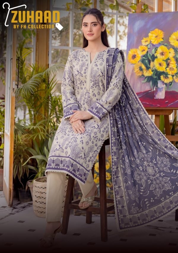 Bin Saad Vol 3 Summer Lawn Suit – Premium Printed Shirt & Voil Dupatta (Design 4)