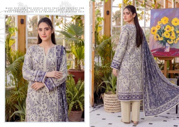 Bin Saad Vol 3 Summer Lawn Suit – Premium Printed Shirt & Voil Dupatta (Design 4)