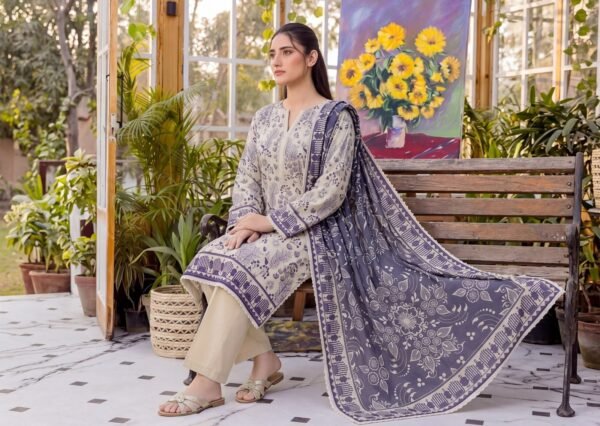 Bin Saad Vol 3 Summer Lawn Suit – Premium Printed Shirt & Voil Dupatta (Design 4)