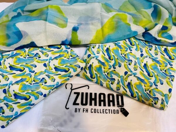 Premium Airjet Lawn 3PC Suit with Chiffon Dupatta | Summer Lawn Collection Pakistan Design 4