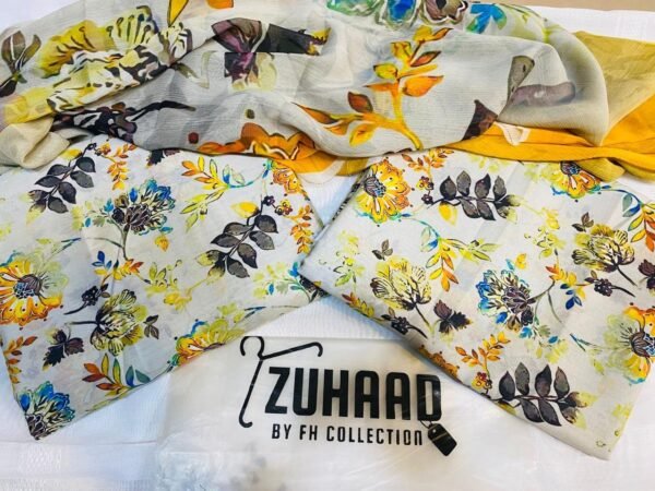 Premium Airjet Lawn 3PC Suit with Chiffon Dupatta | Summer Lawn Collection Pakistan Design 6