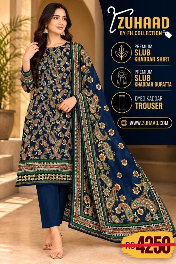 PREMIUM SLUB KHADDAR 3 PIECE SUIT - DESIGN image 3 PREMIUM SLUB KHADDAR 3 PIECE SUIT - DESIGN image 3