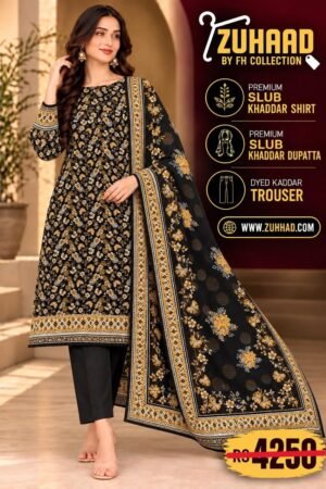 PREMIUM SLUB KHADDAR 3 PIECE SUIT - DESIGN image 4 PREMIUM SLUB KHADDAR 3 PIECE SUIT - DESIGN image 4