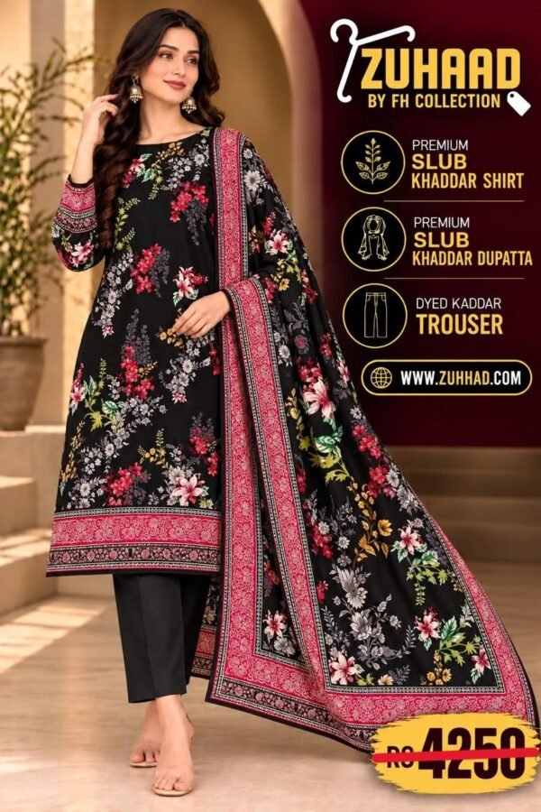 PREMIUM SLUB KHADDAR 3 PIECE SUIT - DESIGN image 5 PREMIUM SLUB KHADDAR 3 PIECE SUIT - DESIGN image 5