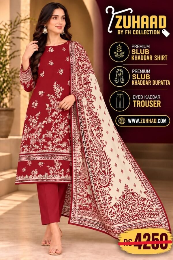 PREMIUM SLUB KHADDAR 3 PIECE SUIT - DESIGN image 6