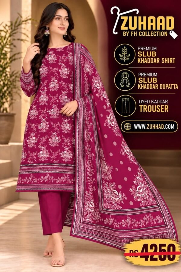 PREMIUM SLUB KHADDAR 3 PIECE SUIT - DESIGN image 9 PREMIUM SLUB KHADDAR 3 PIECE SUIT - DESIGN image 9