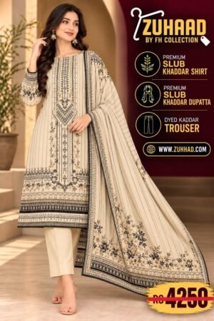PREMIUM SLUB KHADDAR 3 PIECE SUIT - DESIGN image 11 PREMIUM SLUB KHADDAR 3 PIECE SUIT - DESIGN image 11