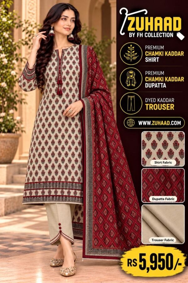 Premium Chamki Kaddar 3 Piece Suit image 4