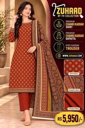 Zuhaad Rust Red Kaddar Suit for Women image 9 Zuhaad Rust Red Kaddar Suit for Women image 9