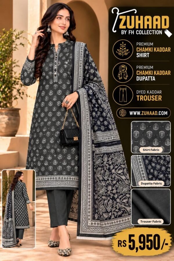 Zuhaad Black Grey Khaddar 3 Piece Suit image 20 Zuhaad Black Grey Khaddar 3 Piece Suit image 20