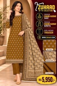 Zuhaad Mustard Brown Chamki Kaddar Suit image 25